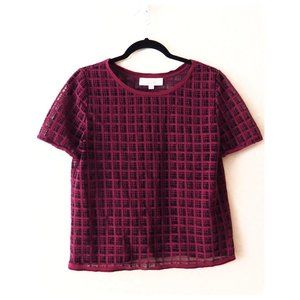 Loft Short Sleeve Burnout Blouse - Medium